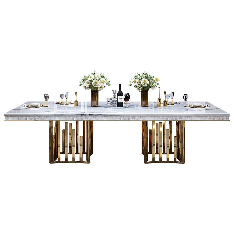 European Standard Dining Room Furniture Marble Dining Table Set Luxury 6 Chairs