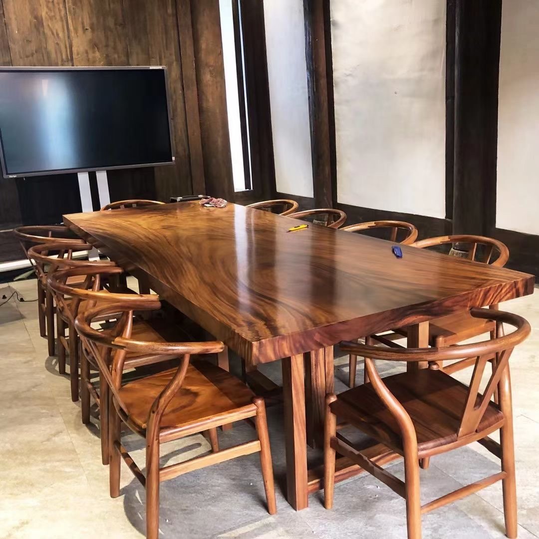 hot sale south america walnut large rustic wood restaurant dining table