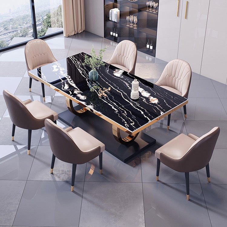 metal granite dining table chairs set for 6