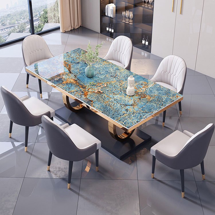 metal granite dining table chairs set for 6