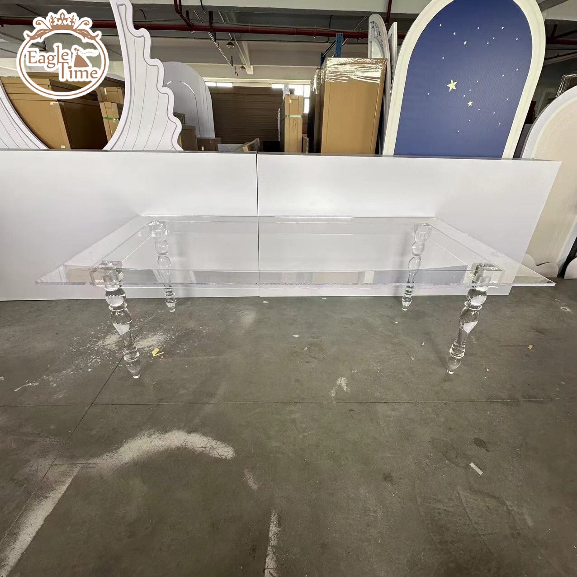 Factory Customized Rectangle Round Transparent Crystal Banquet Party Diner Acrylic Wedding Table For Event Decoration