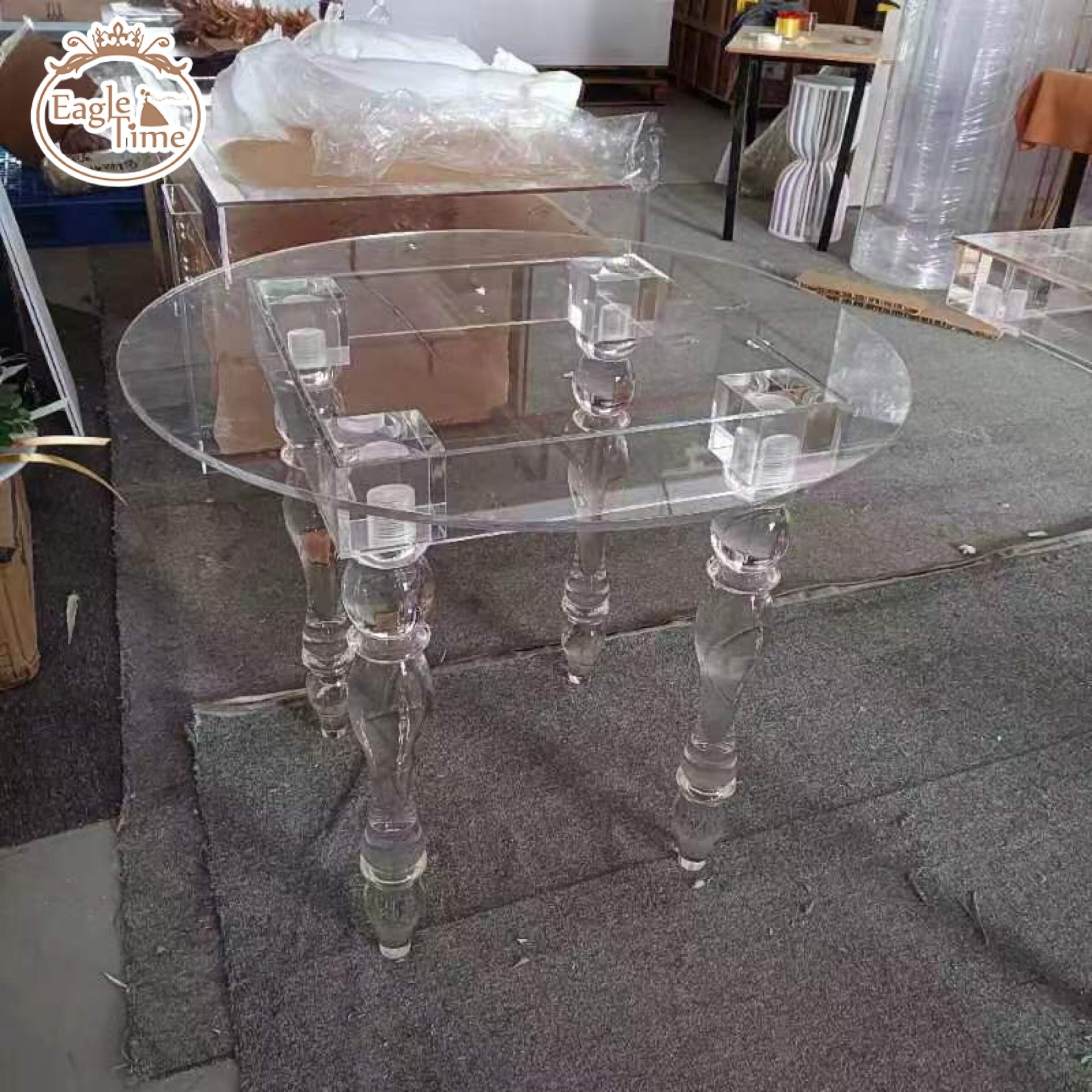 Factory Customized Rectangle Round Transparent Crystal Banquet Party Diner Acrylic Wedding Table For Event Decoration