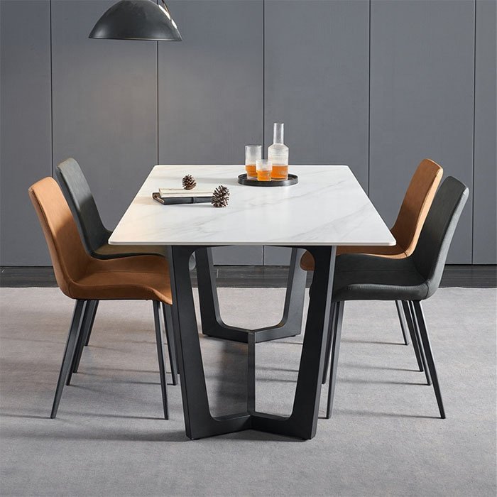 Hot sintered stone dining table set restaurant 8 chairs dining room furniture