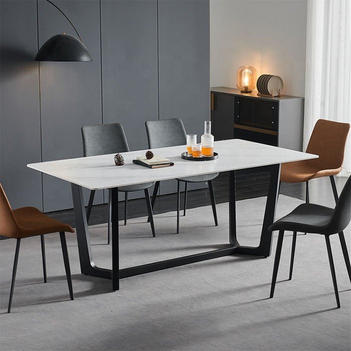 Hot sintered stone dining table set restaurant 8 chairs dining room furniture