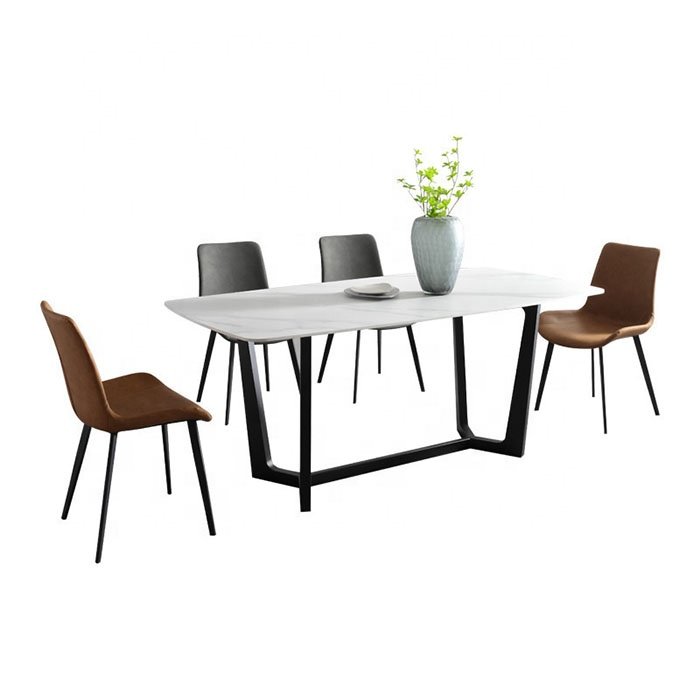 Hot sintered stone dining table set restaurant 8 chairs dining room furniture
