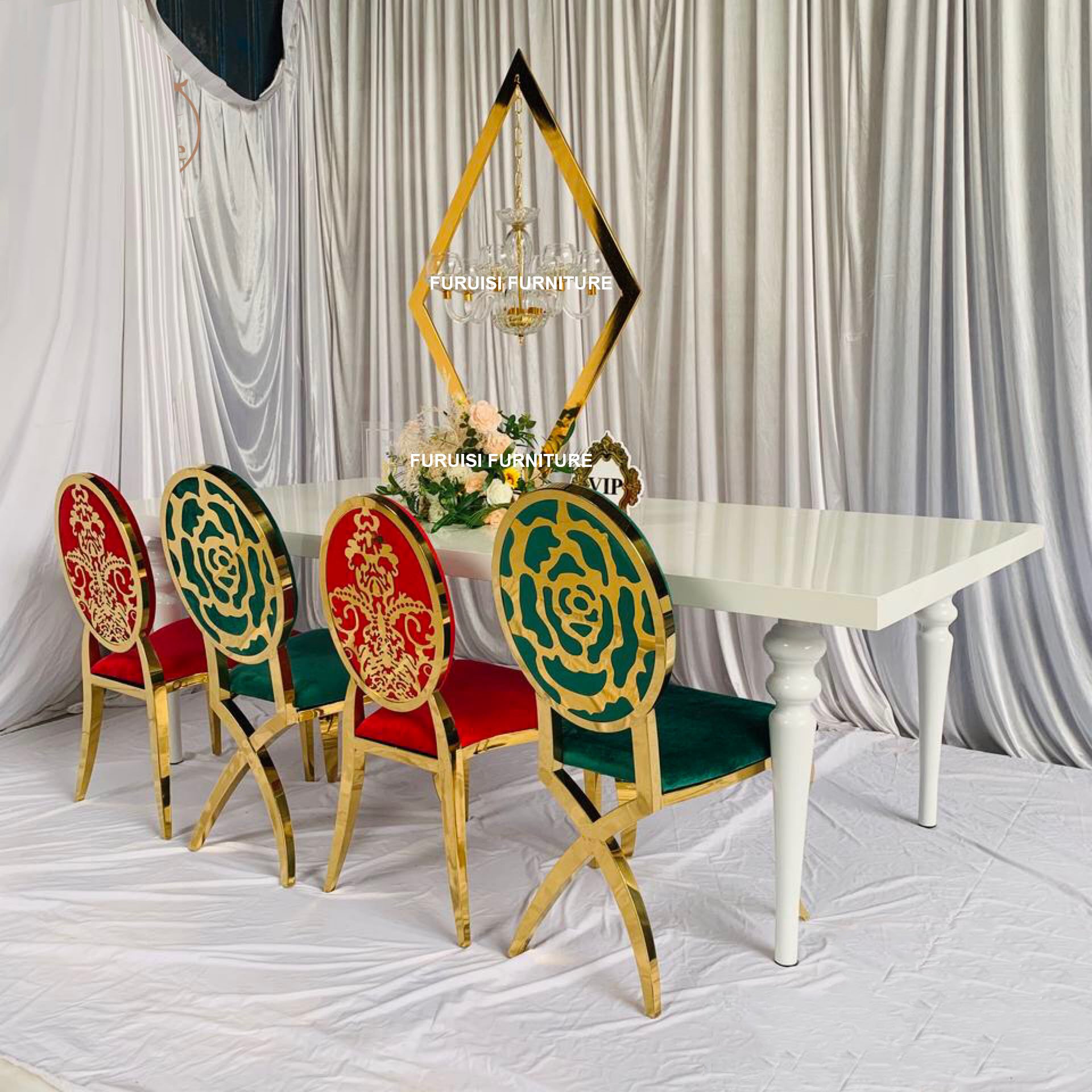Wholesale Wood Wedding Dining Table Hotel Wedding Banquet Furniture Rectangular Luxury White Table