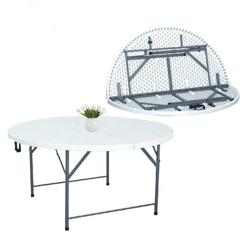 6ft Round Center Folding White Plastic 180 cm restaurantTable outdoor Portable Folding Party camping Table