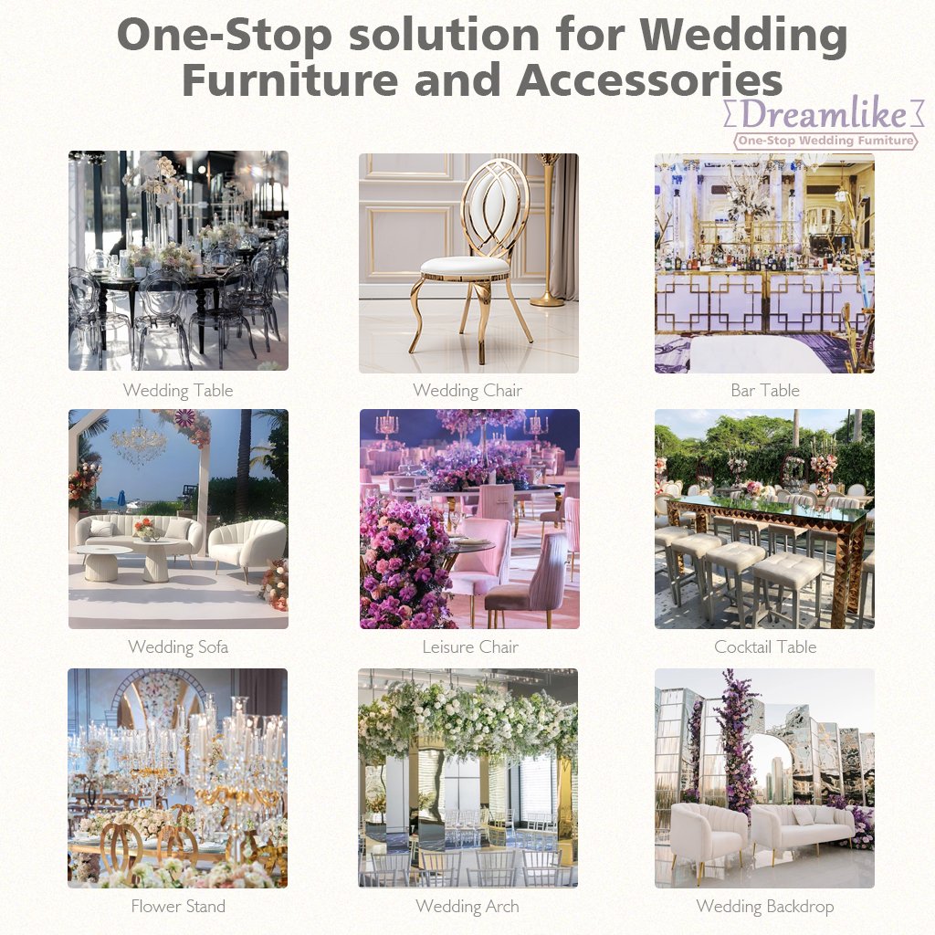 One-stop Shopping Stainless Steel Base Wedding Glass Table with Gold Banquet Design for Hotel Dining and Events Wedding Tables