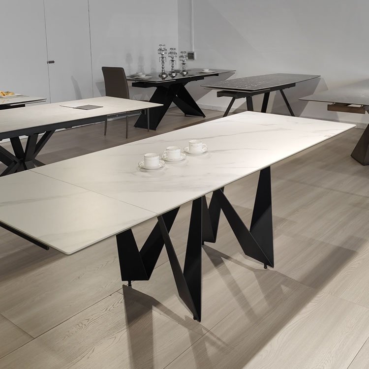 space saving white black ceramic kitchen dining table for 6 with chairs