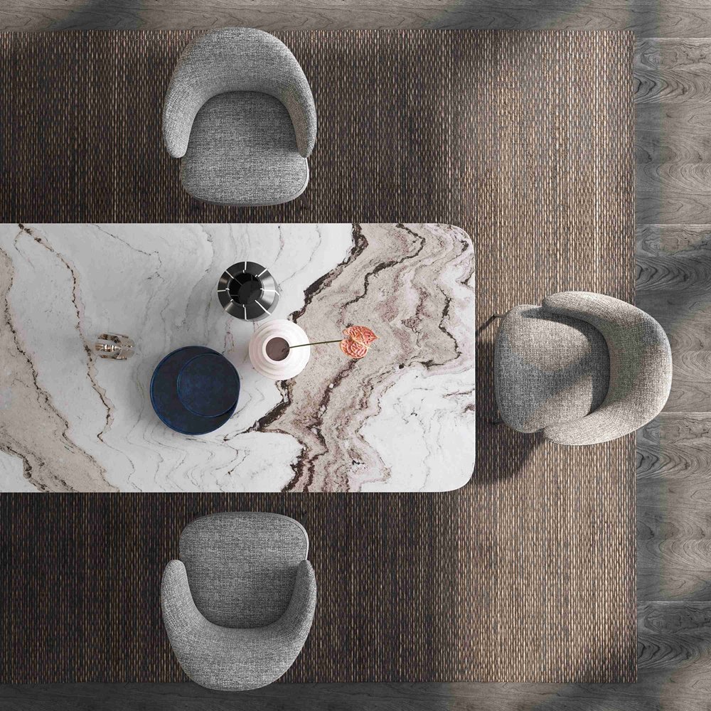 Modern luxury designer natural marble dining table italian marble dining table with chair villa large size dining table set