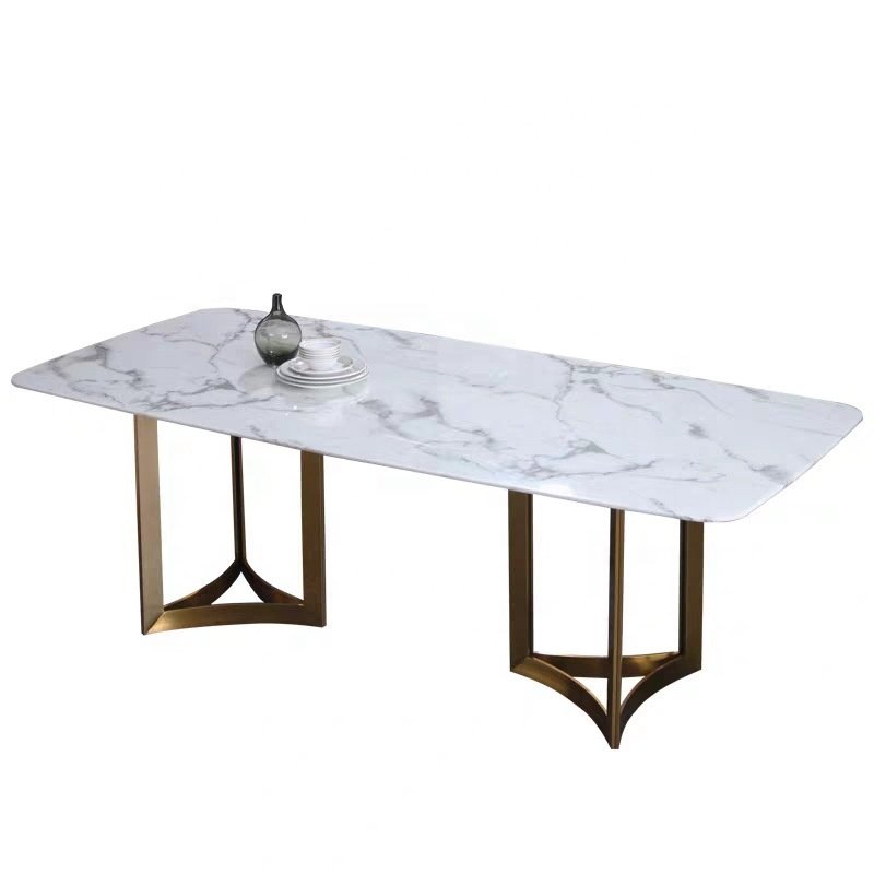 luxury dining room table real marble dinning tables sintered stone top gold stainless steel restaurant dining table and chairs