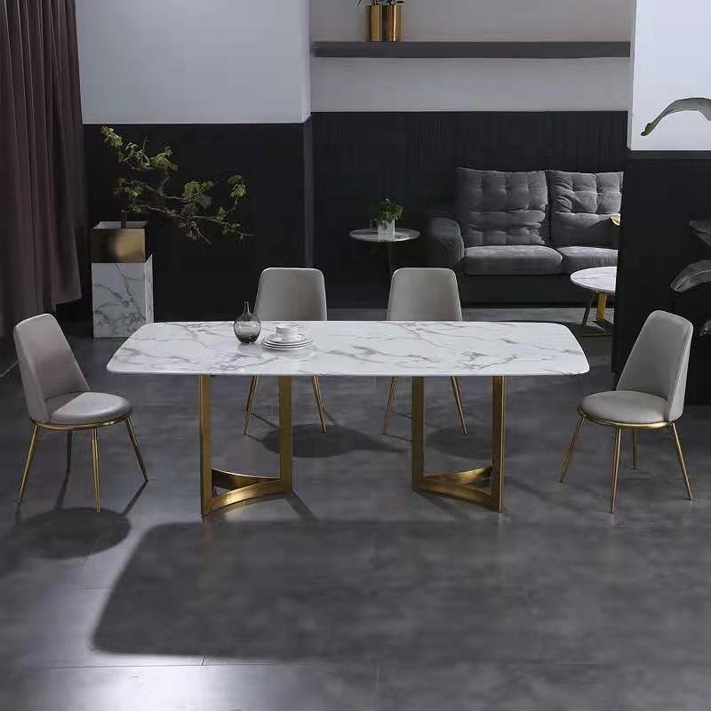 luxury dining room table real marble dinning tables sintered stone top gold stainless steel restaurant dining table and chairs