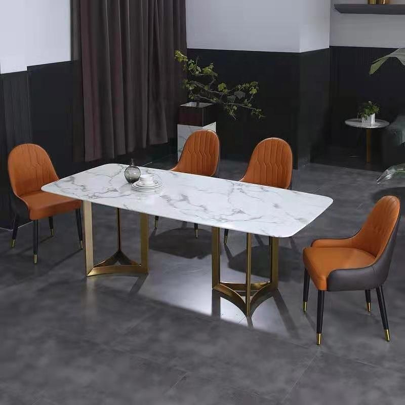 luxury dining room table real marble dinning tables sintered stone top gold stainless steel restaurant dining table and chairs