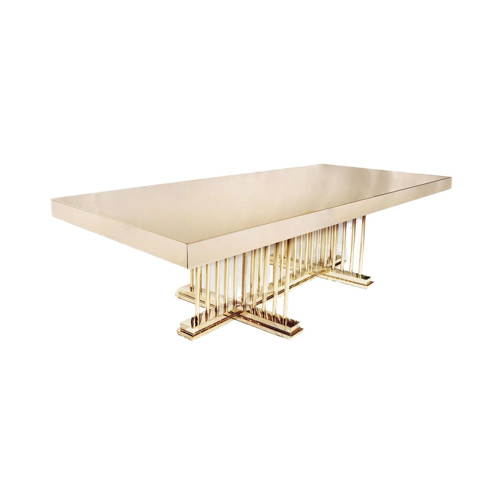 Luxury Gold Table Wedding Banquets Other Settings Modern Rectangular Hotel Furniture Durable Metal Outdoor Dining Farmhouse Use
