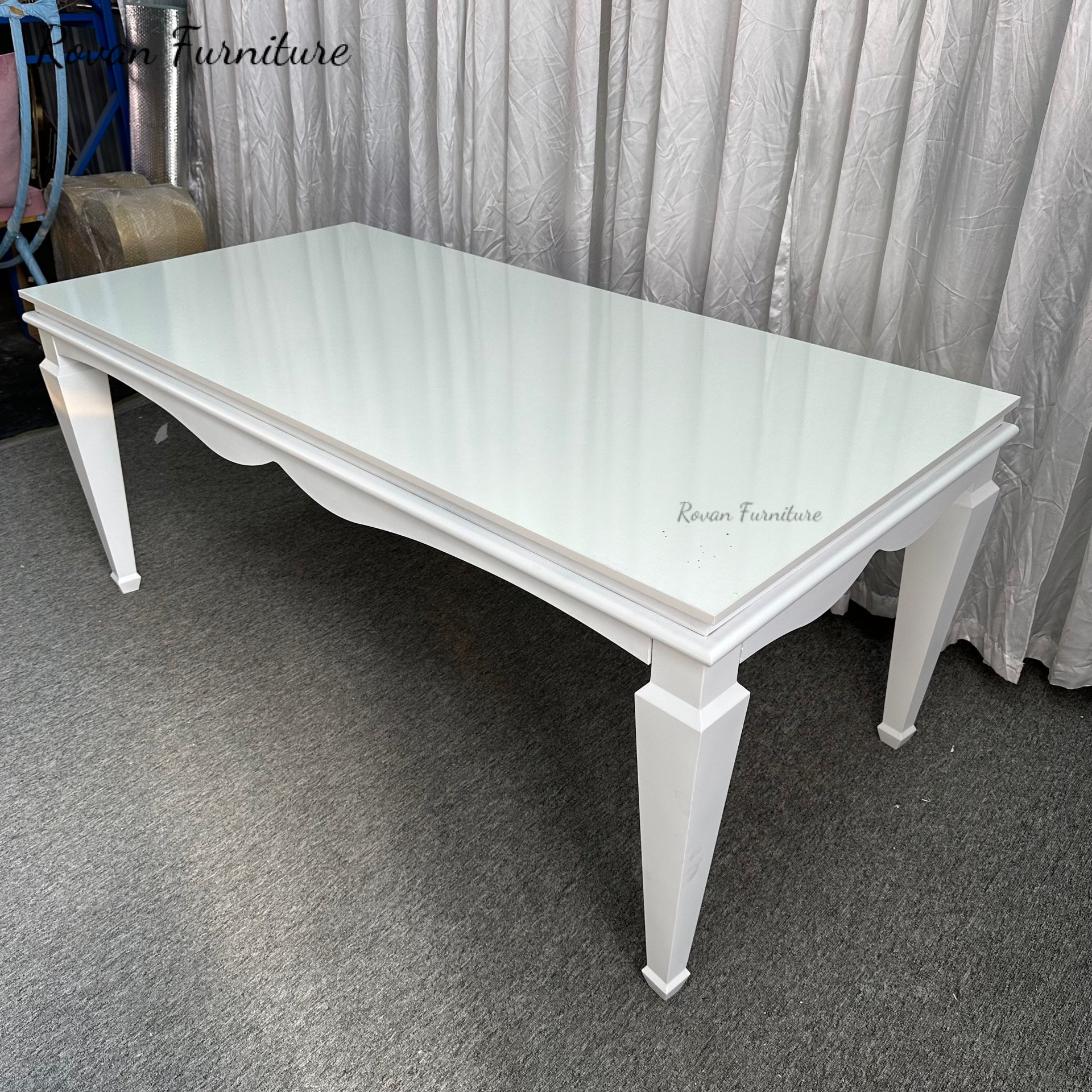 Elegant style good price white stainless steel rectangular wedding dining table for event used