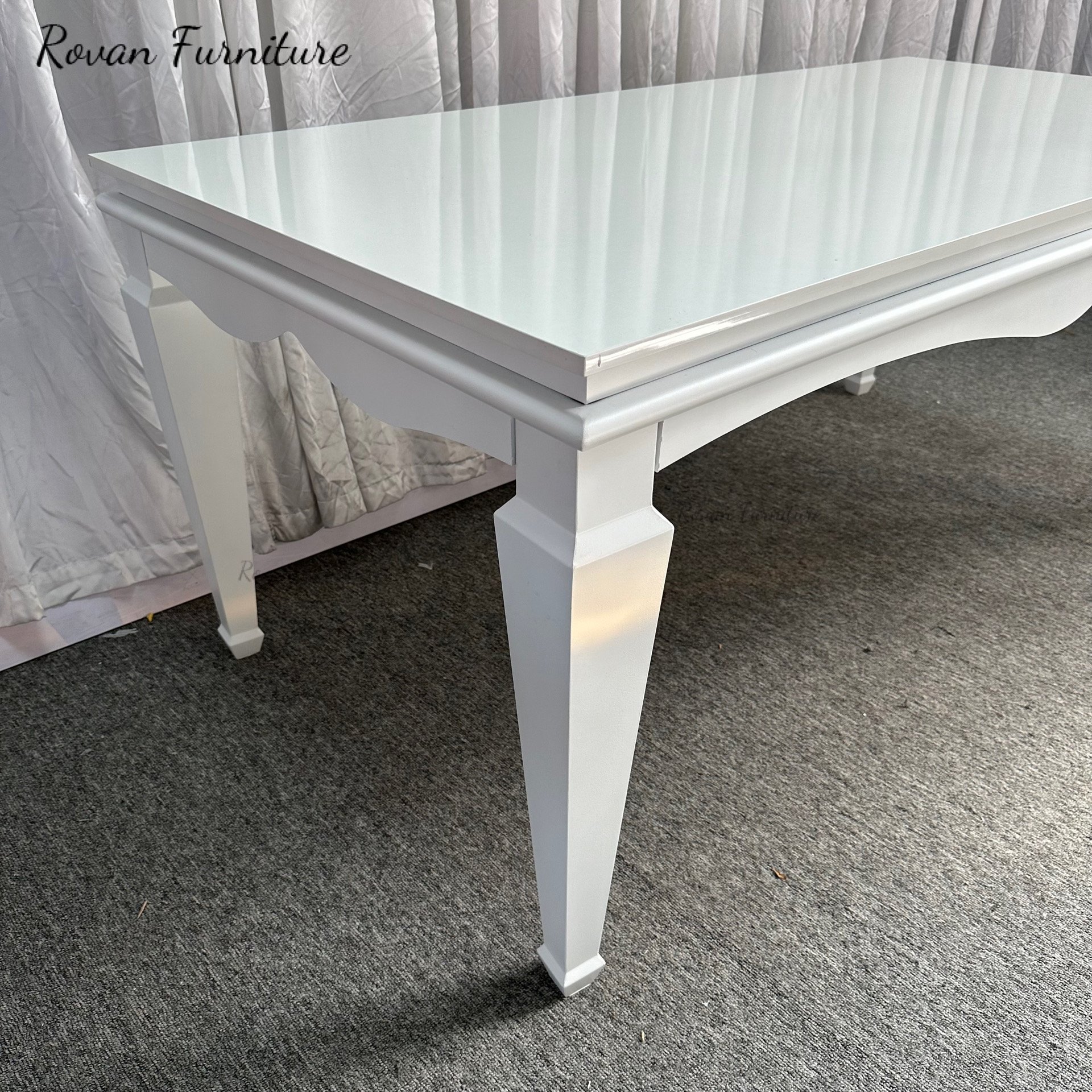 Elegant style good price white stainless steel rectangular wedding dining table for event used