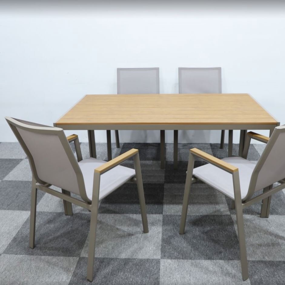 High quality outdoor dinning table for 6 to 8 for restaurant wood effect finish