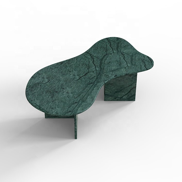 Italian Stylish Home Furniture Indian Green Marble Irregular Shape Dinning Room Furniture Dinning Table