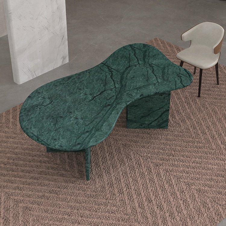 Italian Stylish Home Furniture Indian Green Marble Irregular Shape Dinning Room Furniture Dinning Table