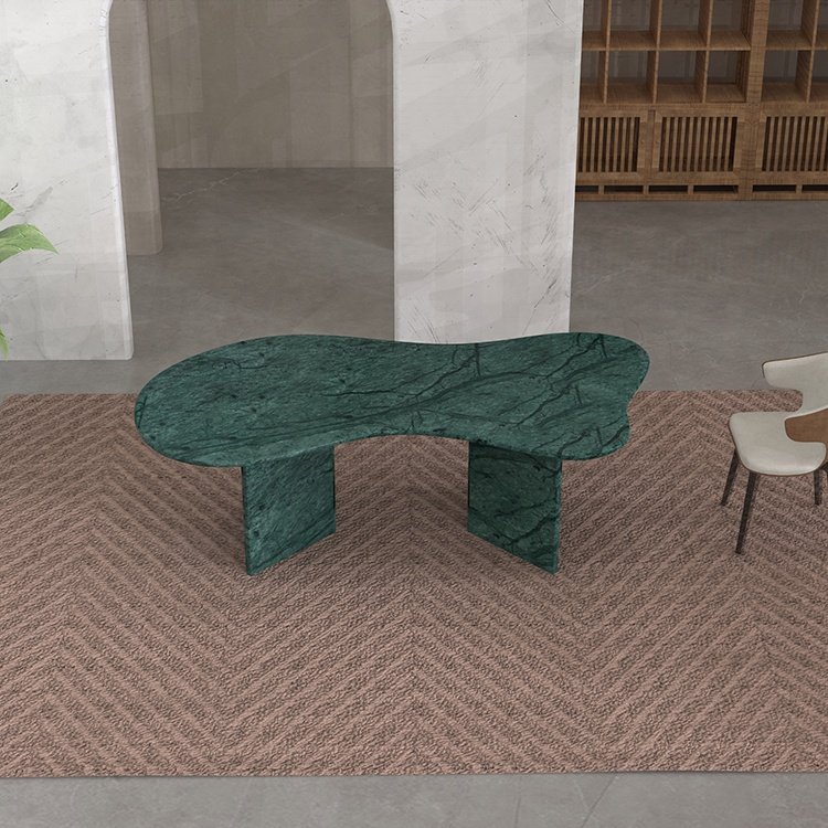 Italian Stylish Home Furniture Indian Green Marble Irregular Shape Dinning Room Furniture Dinning Table