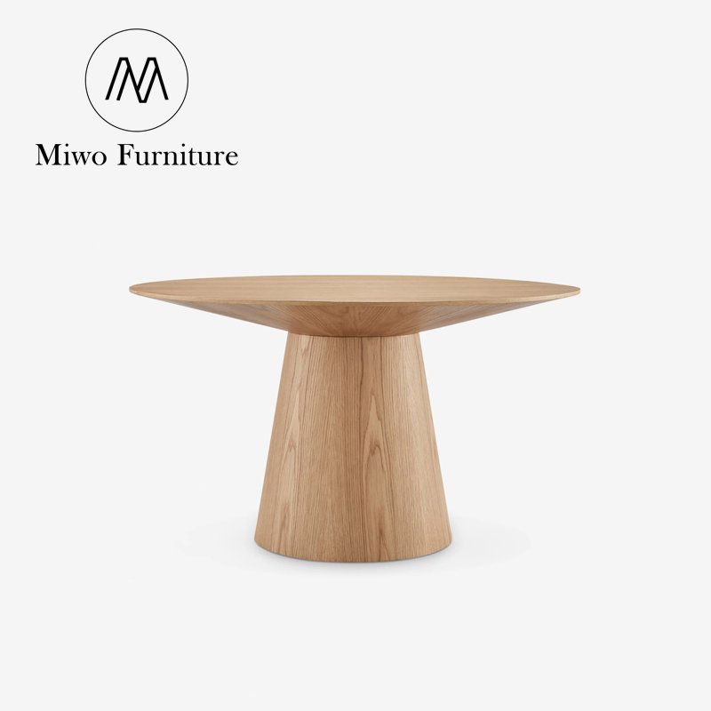 Simple Modern Wooden Veneer Walnut Round Dining Table Design oak Solid Wood Round Dining Table Set For Restaurant furniture