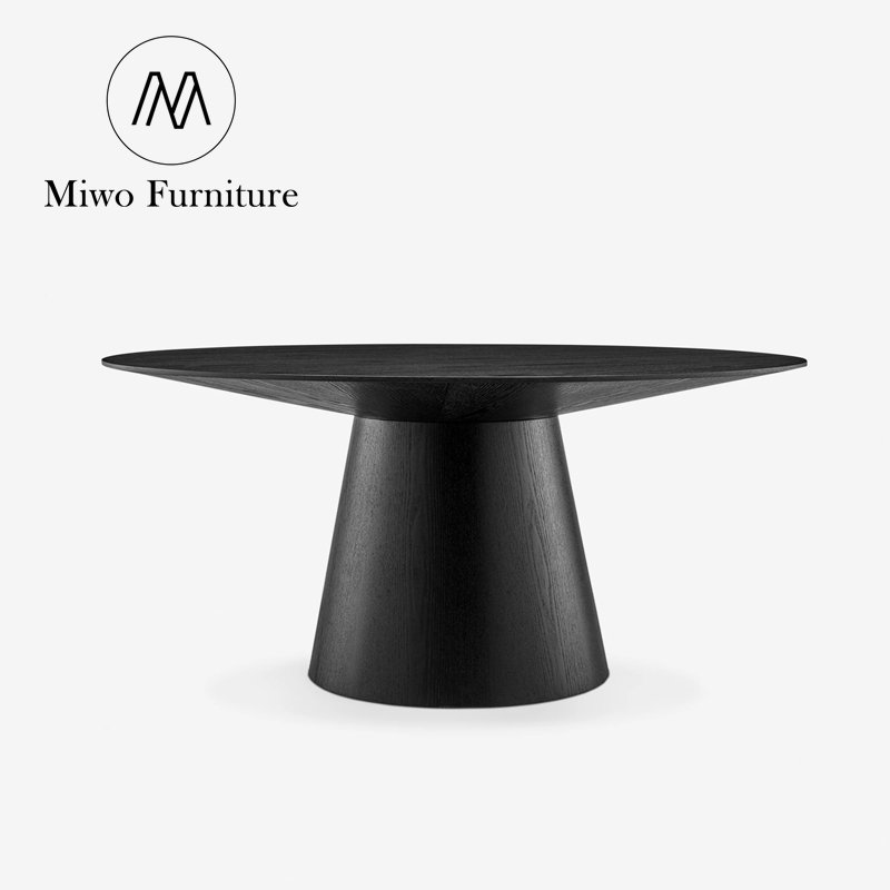 Simple Modern Wooden Veneer Walnut Round Dining Table Design oak Solid Wood Round Dining Table Set For Restaurant furniture