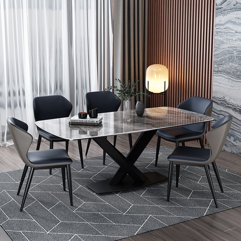 Italian Artificial Calacatta White Marble Dining Table Set Modern Sintered Stone Dining Table