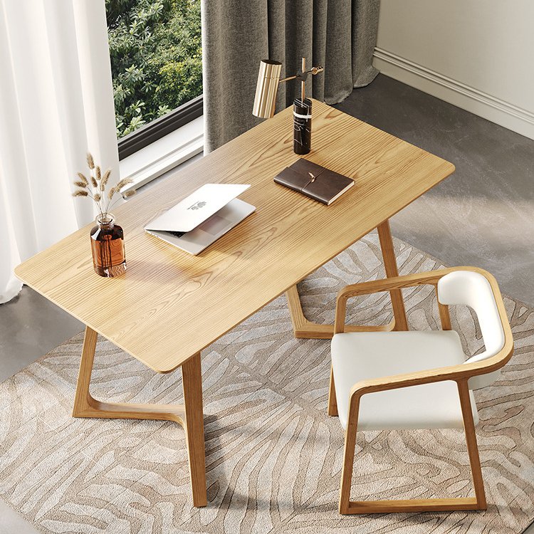 Wholesale Modern Walnut Color Dining Room Furniture Rectangular Oak Solid Wood Dining Long Table With V-shaped Leg