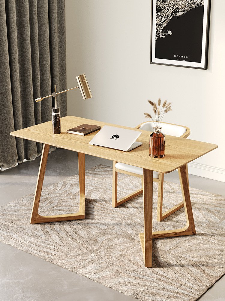 Wholesale Modern Walnut Color Dining Room Furniture Rectangular Oak Solid Wood Dining Long Table With V-shaped Leg