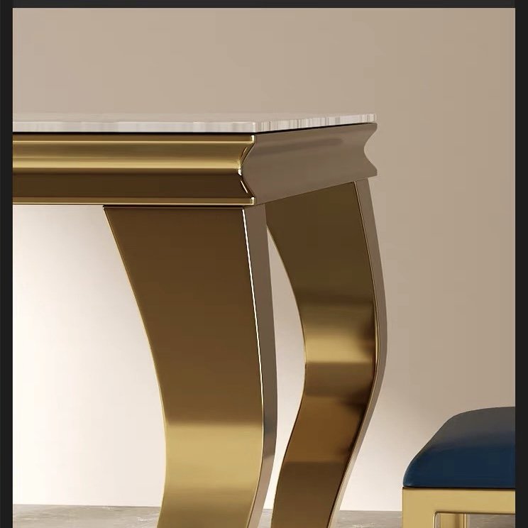 Direct Sales Manufacturers Modern Luxury Square Marble Dining Table Stainless Steel Hotels Kitchens Halls Farmhouses Entrances