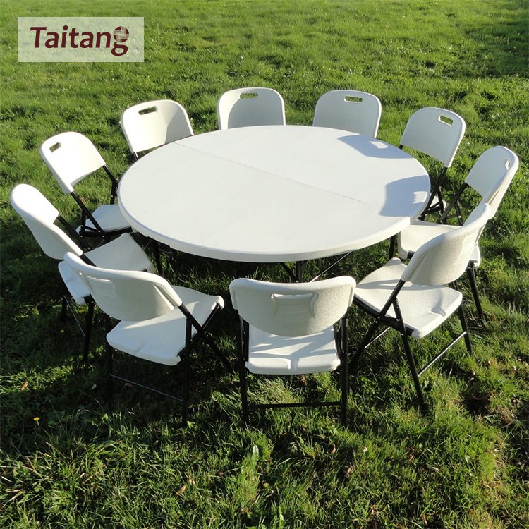 Guangzhou Wholesale Custom Supplies Banquet Portable White Round Metal Dining Folding Table