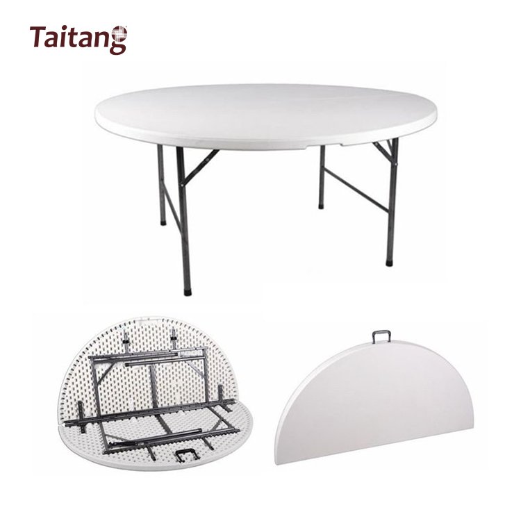 Guangzhou Wholesale Custom Supplies Banquet Portable White Round Metal Dining Folding Table