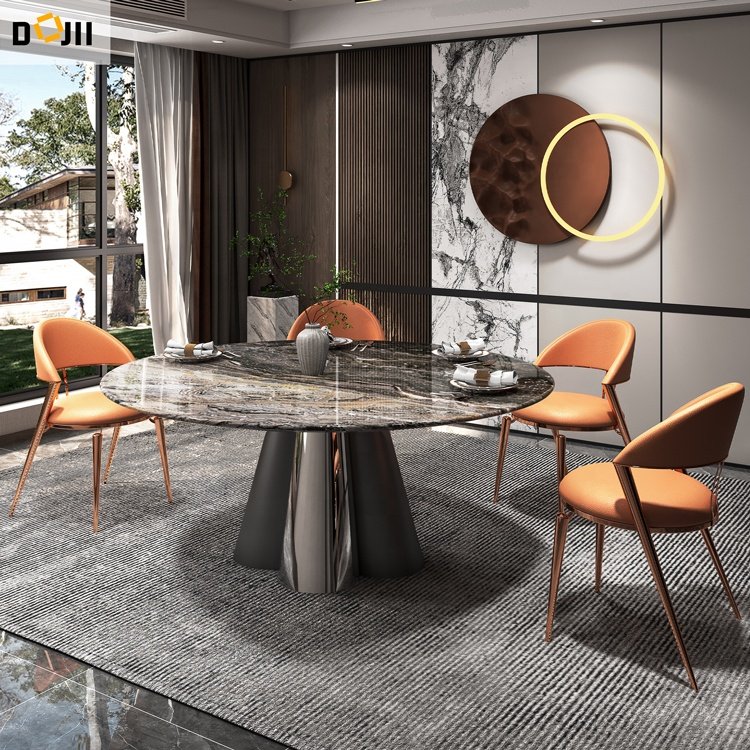 Marble Slate Top Absolute Round Expandable Classic Factory Price Living Room Furniture Set 6 Seat Dinning Table
