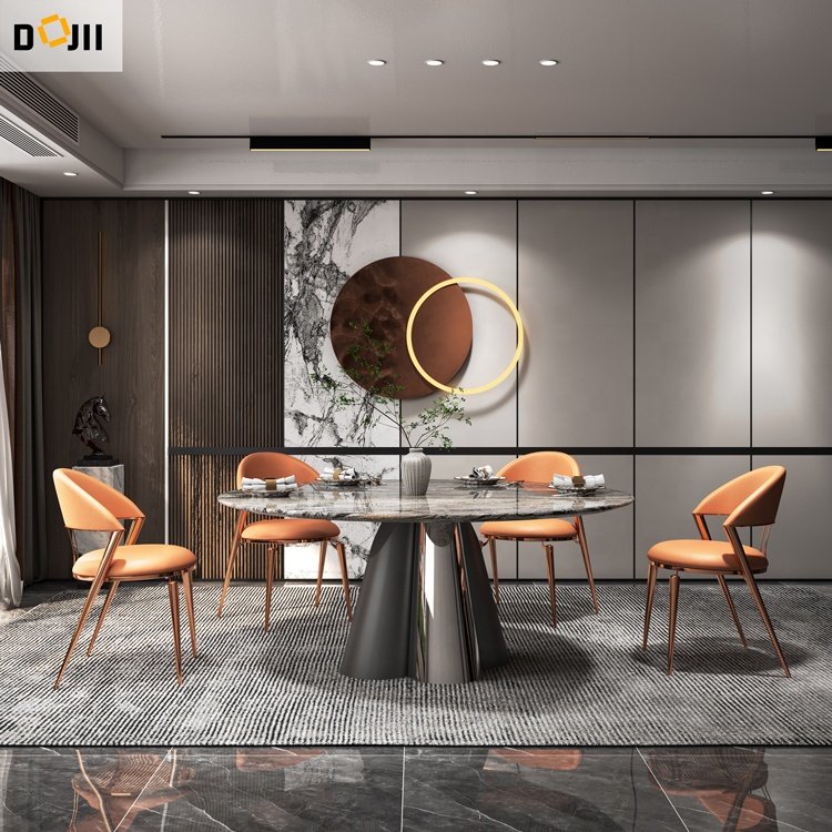 Marble Slate Top Absolute Round Expandable Classic Factory Price Living Room Furniture Set 6 Seat Dinning Table