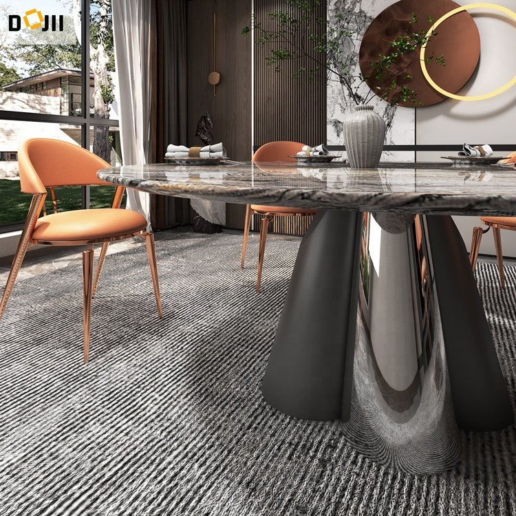 Marble Slate Top Absolute Round Expandable Classic Factory Price Living Room Furniture Set 6 Seat Dinning Table