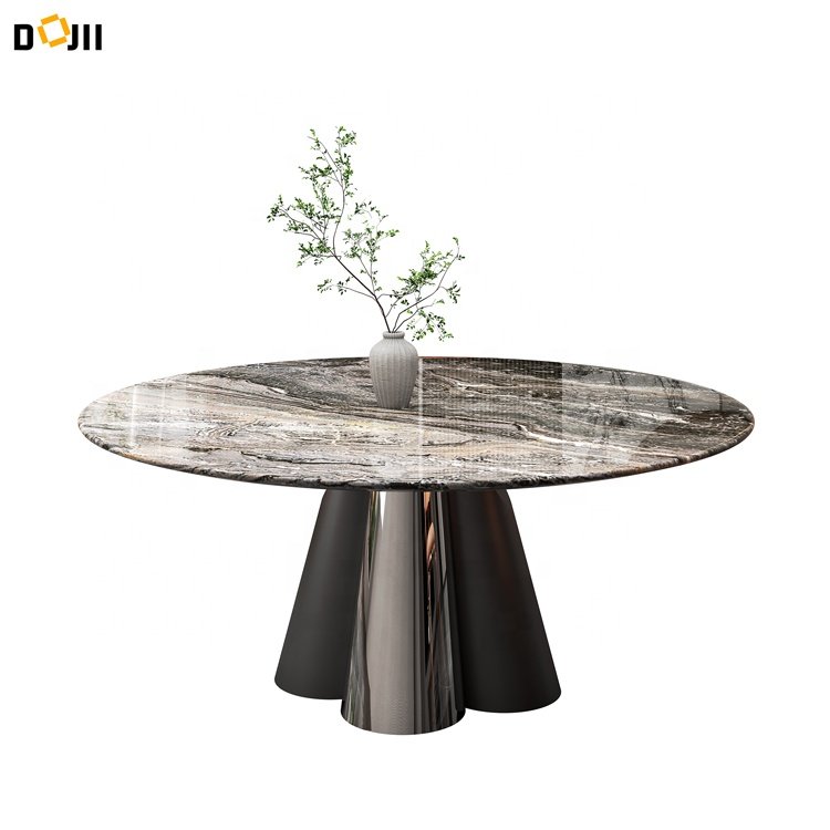 Marble Slate Top Absolute Round Expandable Classic Factory Price Living Room Furniture Set 6 Seat Dinning Table