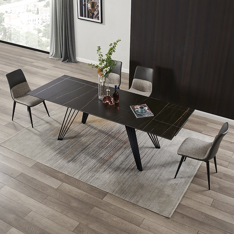 Jinsong European Antique Flexible Expandable Fastfood Dining Table with 4 Seaters Chair Set