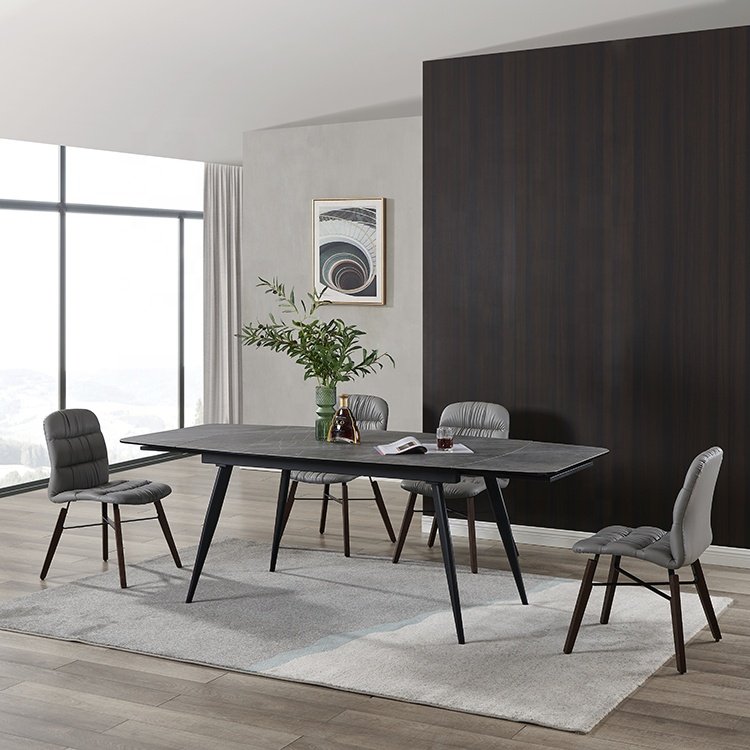 Jinsong European Antique Flexible Expandable Fastfood Dining Table with 4 Seaters Chair Set