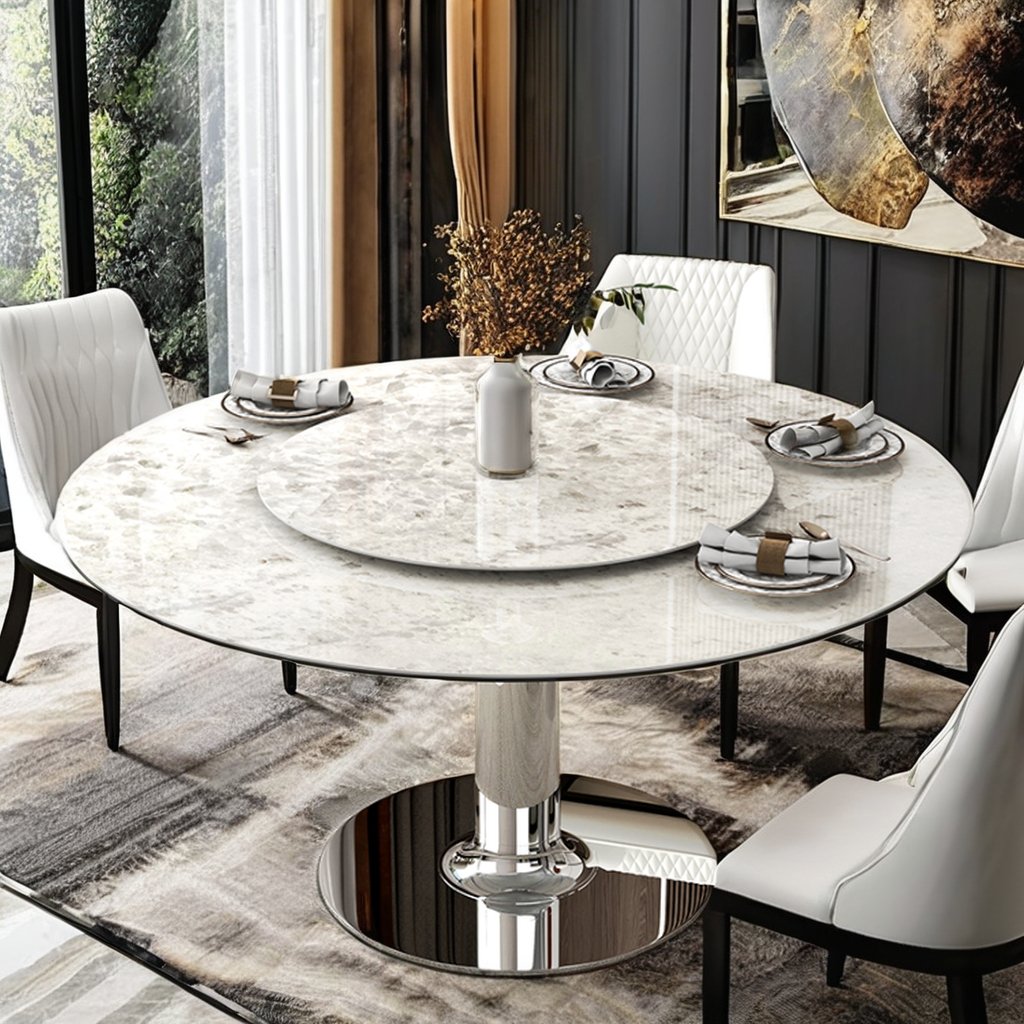 Modern Luxury Large Arab Design Dining Table Set with Convertible 6 Chairs Stone Factory Wholesale Customization Supported