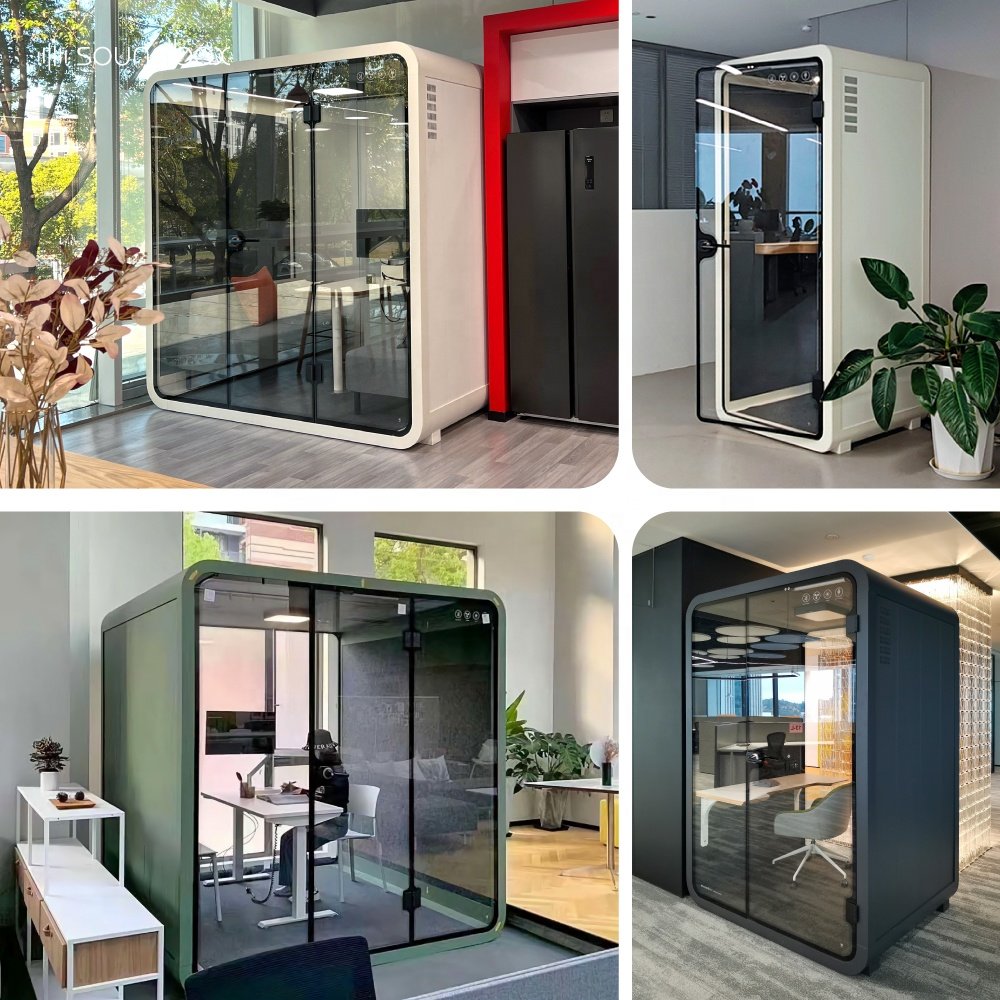New Design Tiny Prefab House Meeting Room Phone Booth Polygon Corner Coffee Tea Table Office 4 Seat Pod