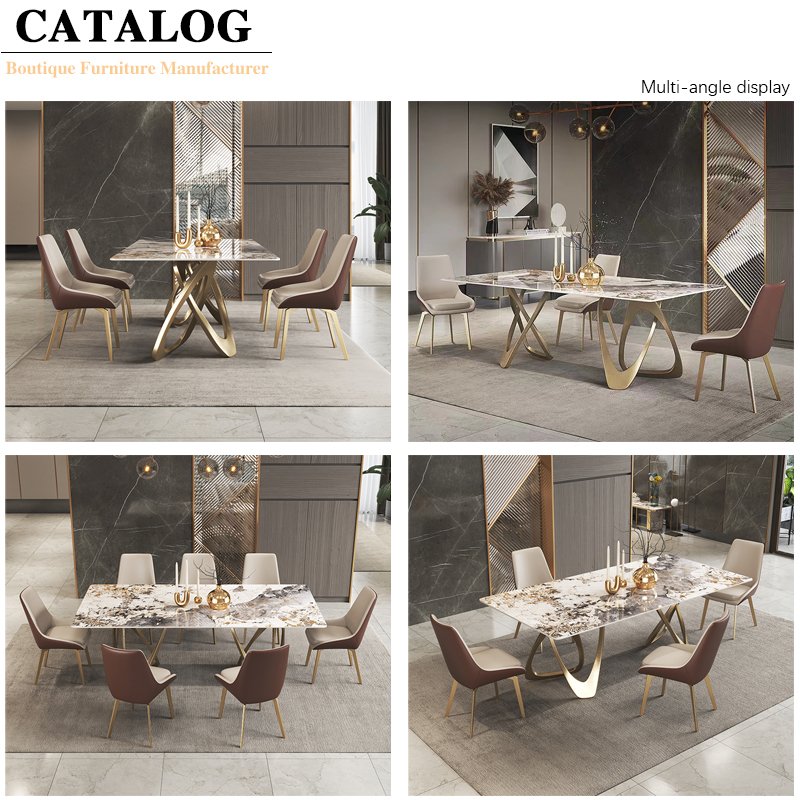 Luxury Dining Room Decoration Rectangle Dinner Table with Chairs Ceramic Dining Table Set