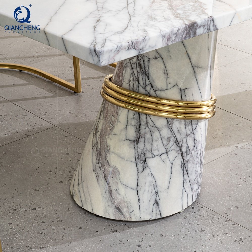 home furniture kitchen rectangular dinning table and chair modern design stainless steel marble dining table sets