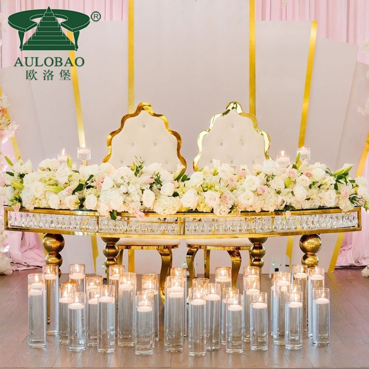 party event clear glass top half moon crystal wedding dinning table