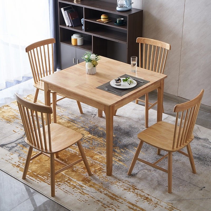 Small Apartment Square Dinner Table Wood dining Tables Chair Set With wood table legs