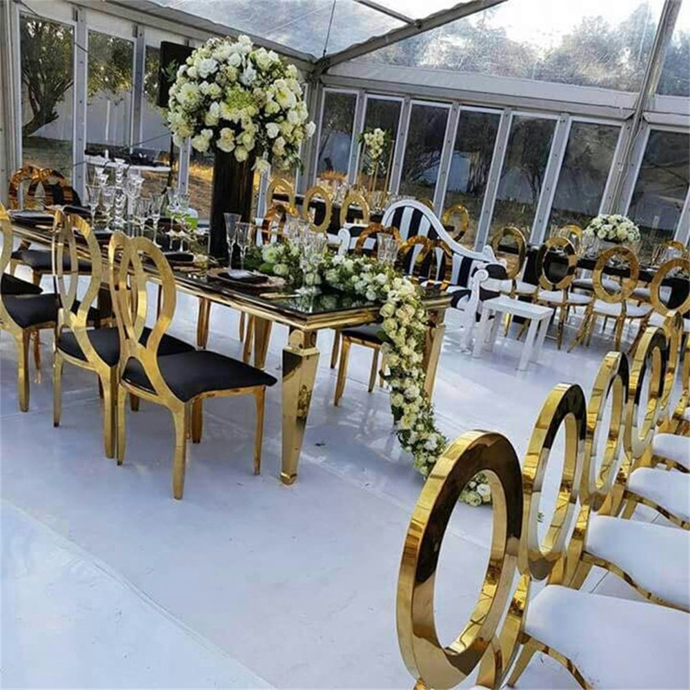Popular wedding scene layout Stainless steel banquet table wedding table party table and chair