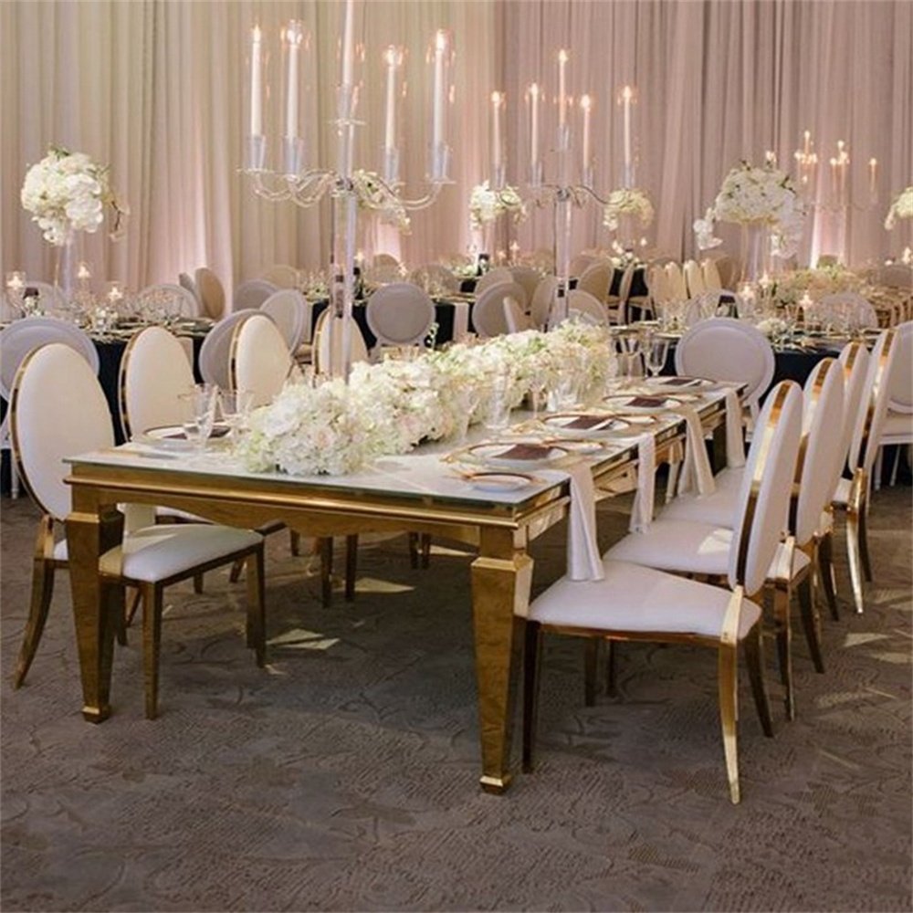 Popular wedding scene layout Stainless steel banquet table wedding table party table and chair