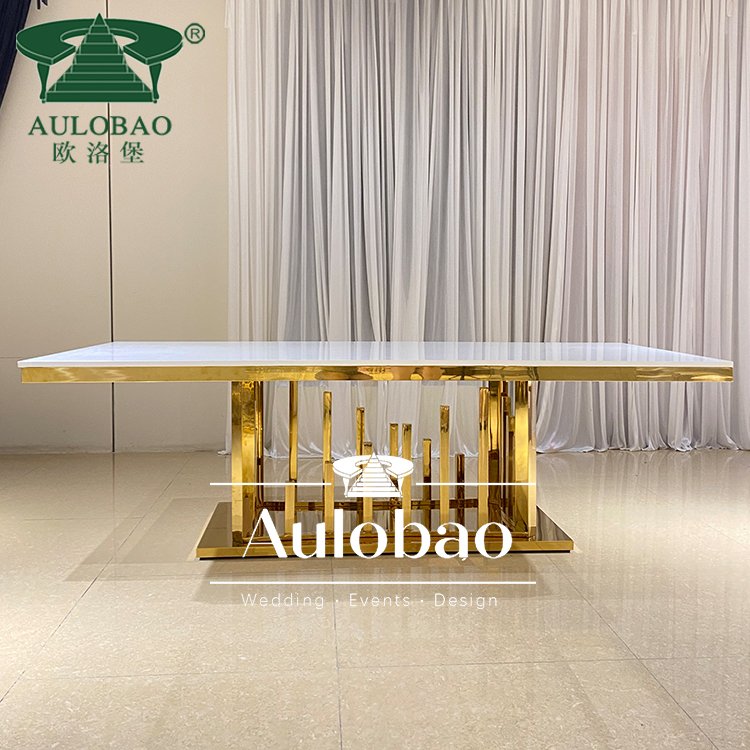 Dining Room Furniture Gold Stainless Steel Luxury Dining Table Set