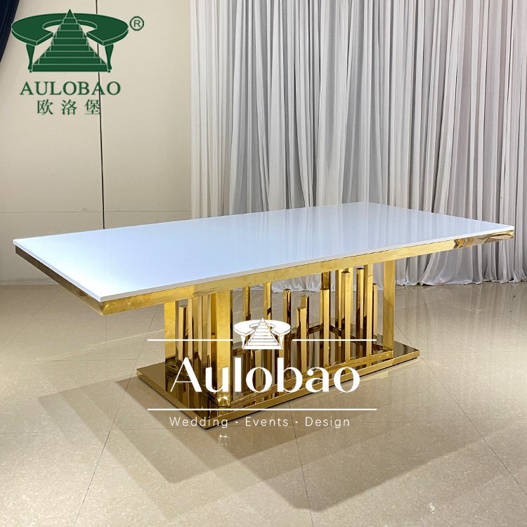 Dining Room Furniture Gold Stainless Steel Luxury Dining Table Set