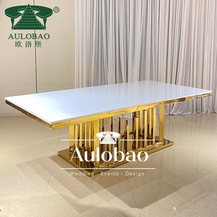 Dining Room Furniture Gold Stainless Steel Luxury Dining Table Set