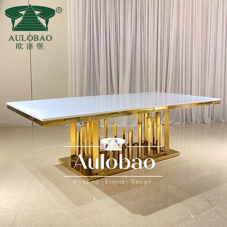 Dining Room Furniture Gold Stainless Steel Luxury Dining Table Set